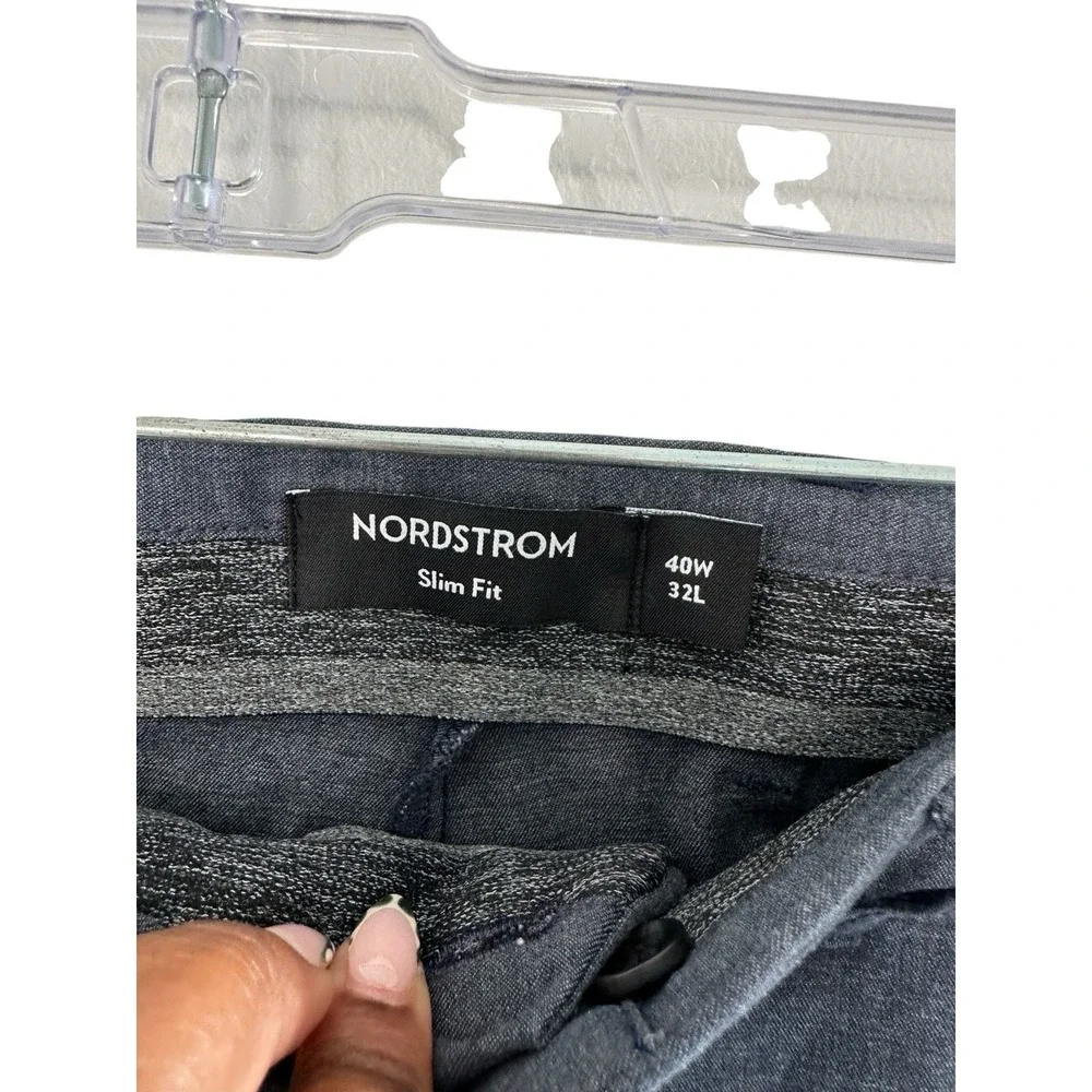Nordstrom Slim Fit Dress Pants Mens 40x32 Blue Grey Flat Front Trousers
